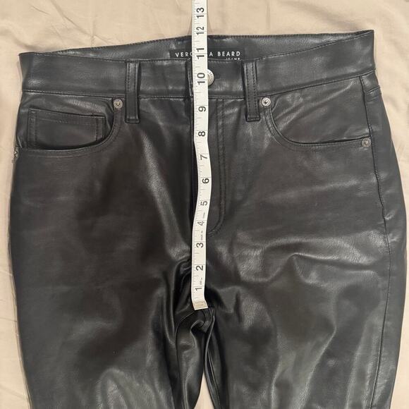 Veronica Beard Beverly Vegan Leather Skinny-Flare Black Pant Size 28 - Picture 11 of 13